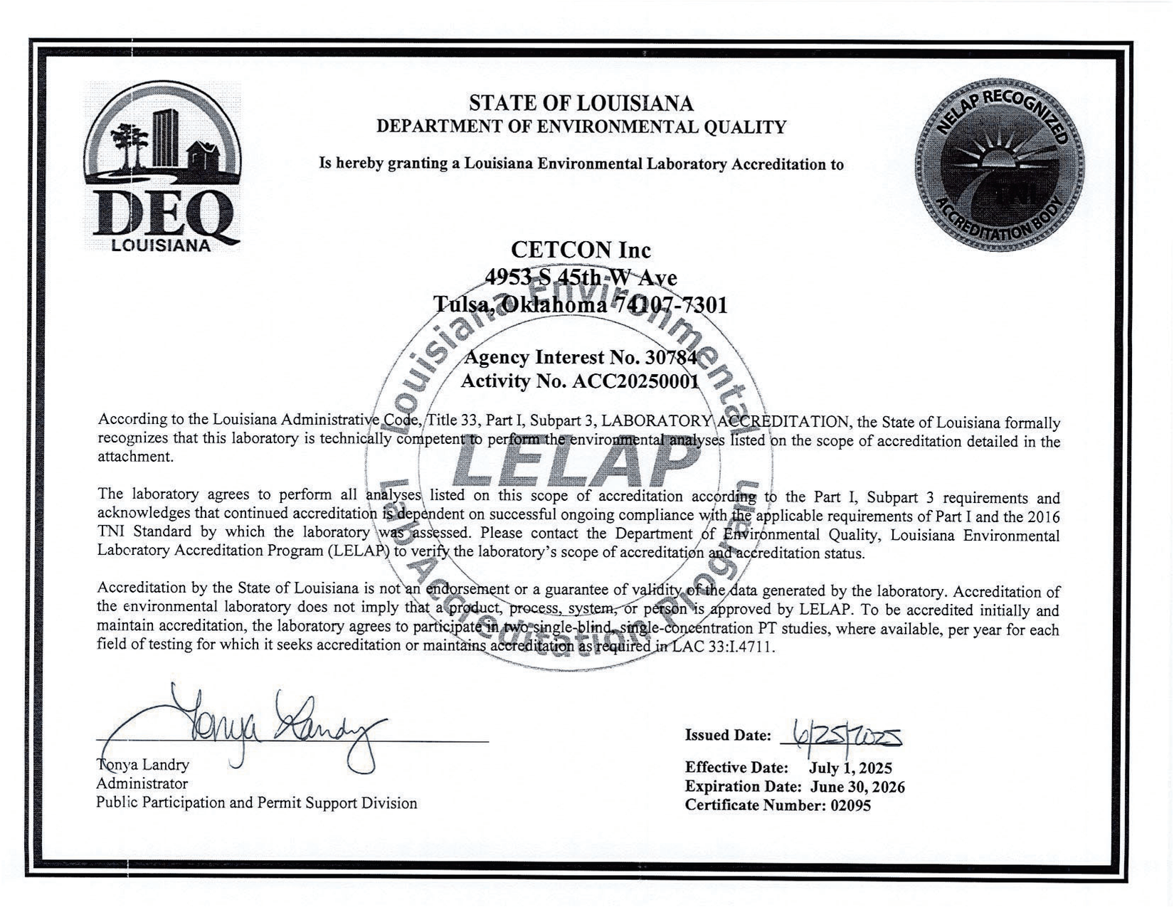 LELAP 2026 Certificate